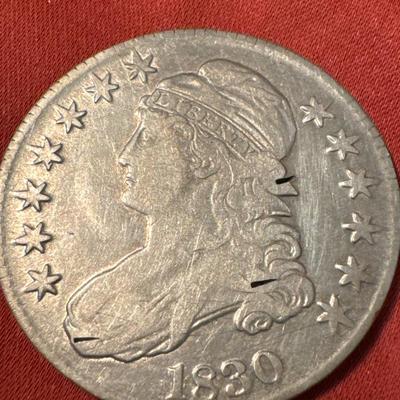 1830 BUST HALF AU 50 US COIN .50c