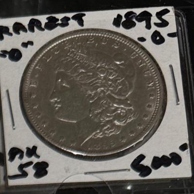 1895 O MORGAN AU 58 rarest of dates