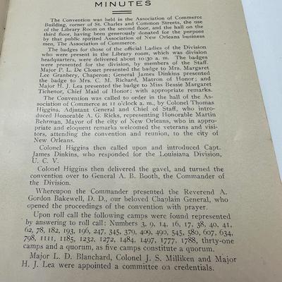 1915 Minutes of The Twenty-fifth Anual Reunion OF THE Louisiana Division, United Confederate Veterans