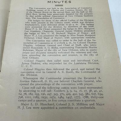1915 Minutes of The Twenty-fifth Anual Reunion OF THE Louisiana Division, United Confederate Veterans