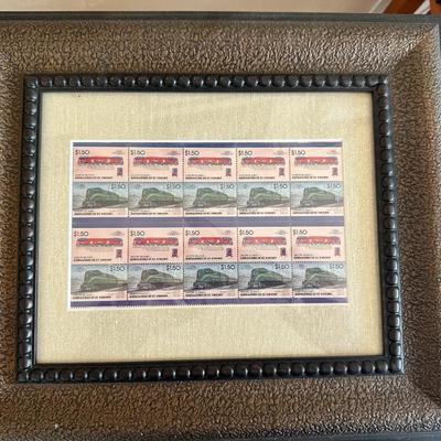 Union Island Uncut Stamp Sheet. Framed