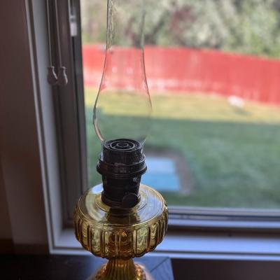 Amber Corinthian Glass Oil Lamp