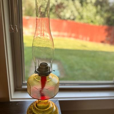 Vintage Oil Lamp – Amber Color Base