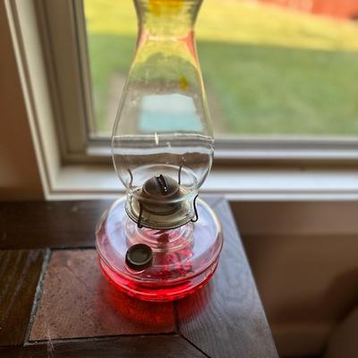 Vintage Rare Kerosene Oil Lamp Ruby Red