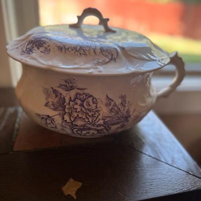 Antique Chamber Pot Transferware Flower