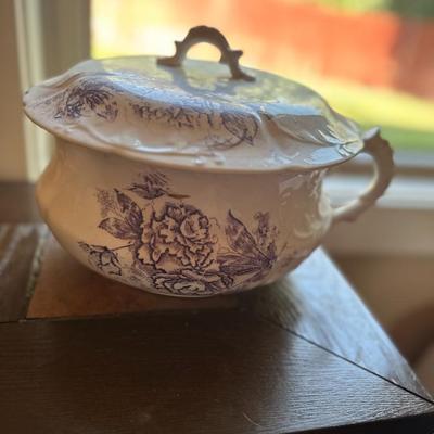 Antique Chamber Pot Transferware Flower