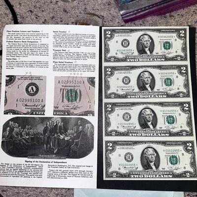 1976 $2 "STAR NOTE" UNCUT SHEET Of 4 BILLS