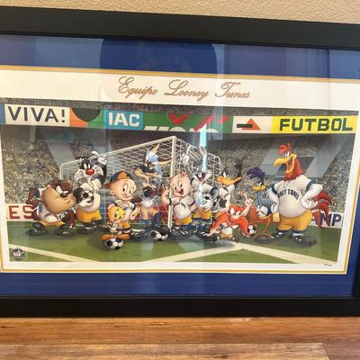 Warner Bros Equipo Looney Tunes Futbol Soccer World Cup Litho Art 32.5" x 18"