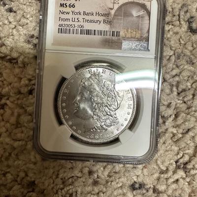1887 Morgan Silver Dollar NGC - MS65 NY BANK HOARD