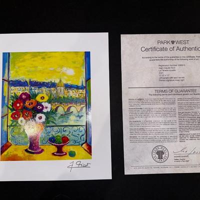 Park West Jean Claude Picot "La Fenetre Ouverte" 12x10 Lithograph art print COA