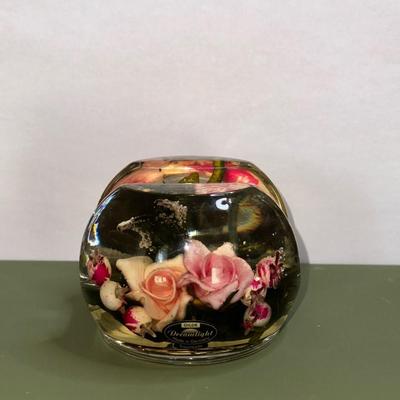 Gilde Dreamlight Glass Tealight Candle Holder Germany Flowers Buds Leaves