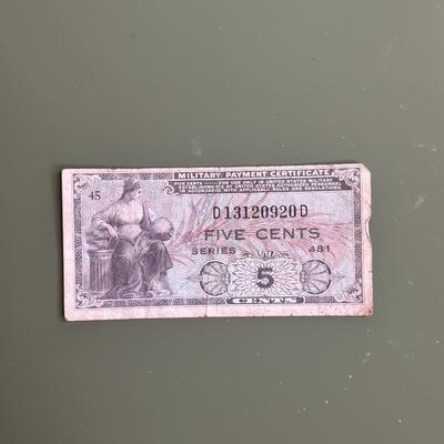 Series 481 Five Cents Military Payment Certificate