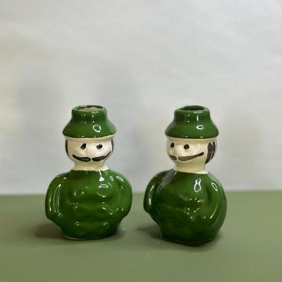Vintage Ceramic MUSTACHE MEN Bud Vases