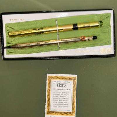Vintage Cross Pen and Pencil, Set No 6601, Bulldog Body Design, 12 KT Gold Filled, 15 Extra Leads Included, Original Paperwork, Original Box