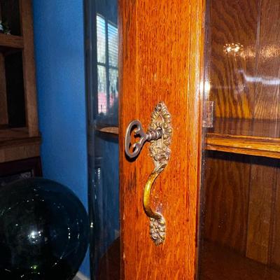 Antique Curved Glass China Hutch