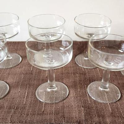 Lot #93 Lot of 7 Vintage Champagne Glasses - Initial "S"