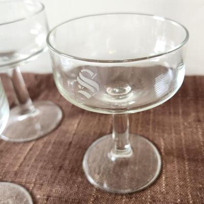 Lot #93 Lot of 7 Vintage Champagne Glasses - Initial "S"