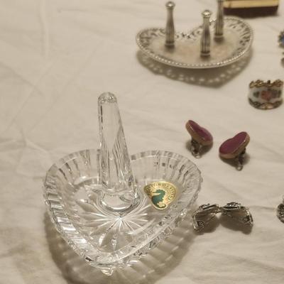 Jewelry lot including Waterford Crystal ring holder and Some Vintage Jewelry