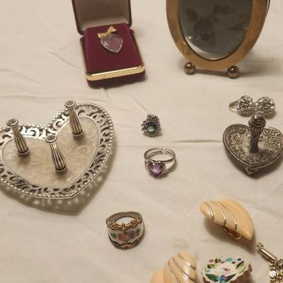 Jewelry lot including Waterford Crystal ring holder and Some Vintage Jewelry