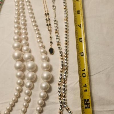 Jewelry lot including Some Vintage, Black and Gold Swag Necklace, Beaded Rope Necklace