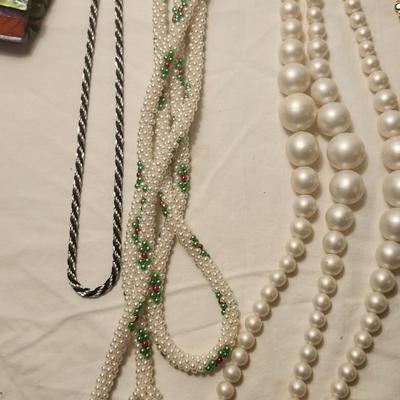 Jewelry lot including Some Vintage, Black and Gold Swag Necklace, Beaded Rope Necklace
