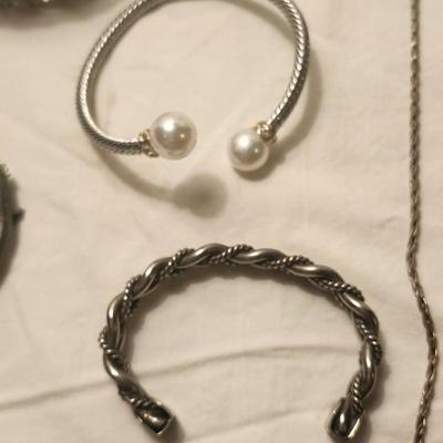 Jewelry lot including Some Vintage Jewelry including Engraved Bracelet