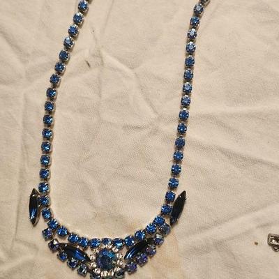Jewelry lot including Some Vintage Blown Glass Water Drop,Royal Blue Rhinestone