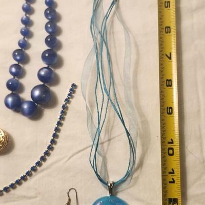Jewelry lot including Some Vintage Blown Glass Water Drop,Royal Blue Rhinestone