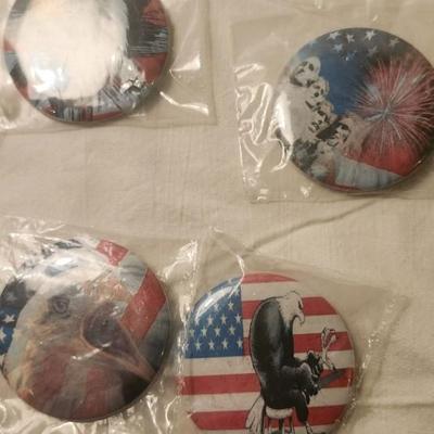 Vintage buttons and pins including Wichita river festival the greeting
