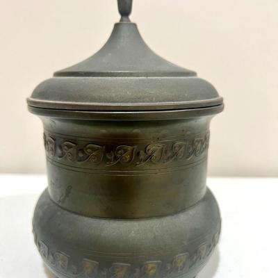 Antique Dutch Brass Tabak Jar, Rio Tiel Holland