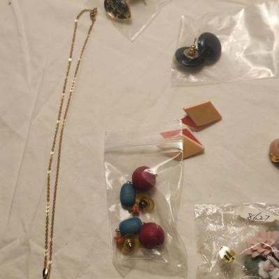 Jewelry lot including Some Vintage Jewelry, Fused Glass and earrings