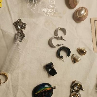 Jewelry lot including Some Vintage Jewelry, Fused Glass and earrings