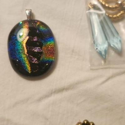 Jewelry lot including Some Vintage Jewelry, Fused Glass and earrings