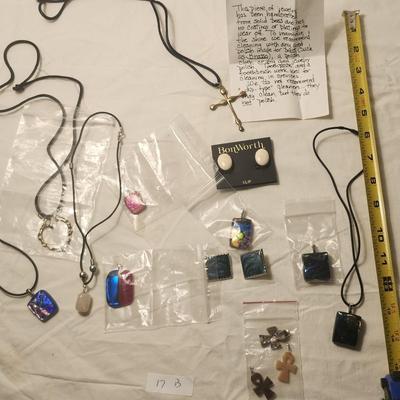 Jewelry lot including Some Vintage Jewelry, Fused Glass