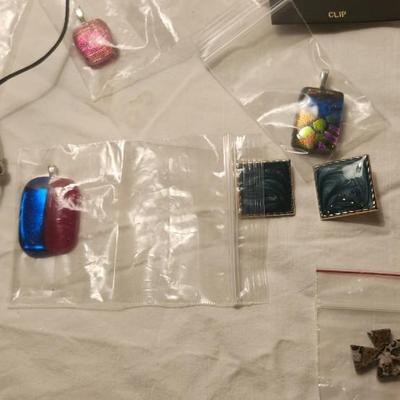 Jewelry lot including Some Vintage Jewelry, Fused Glass