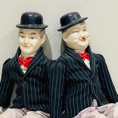 Vintage Musical Laurel & Hardy Porcelain Dolls