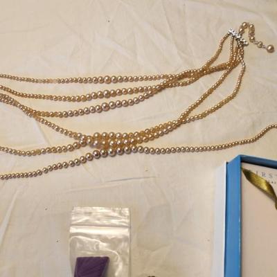 Jewelry lot including Some Vintage Jewelry, Fenton purple ring holder