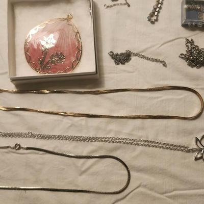 Jewelry lot including Some Vintage , believe it is Green Jade Carved Owl Lucky Charm