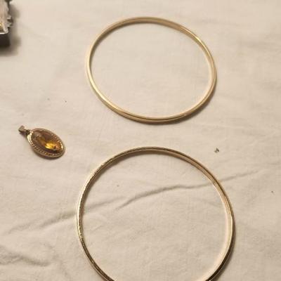 Jewelry lot including Some Vintage Jewelry including Landscape Brooch Pin, crystal pink ring holder