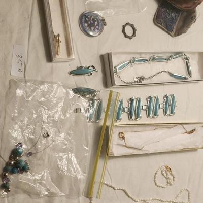 Jewelry lot including Some Vintage Jewelry including ,Turquoise Bracelet, necklace and earrings