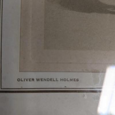 Vintage Oliver Wendell Holmes Framed Lithograph Signed