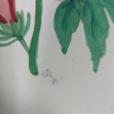Framed Floral Painting Signed By The Artist