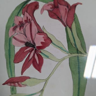 Framed Floral Painting Signed By The Artist