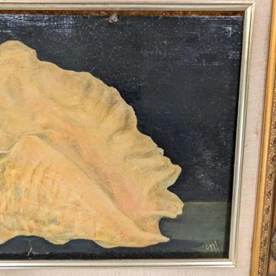 Vintage Framed Painting Sea Shell
