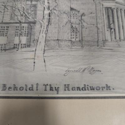 Framed Drawing "Behold Thy Handiwork" Signed Reginald Morgan