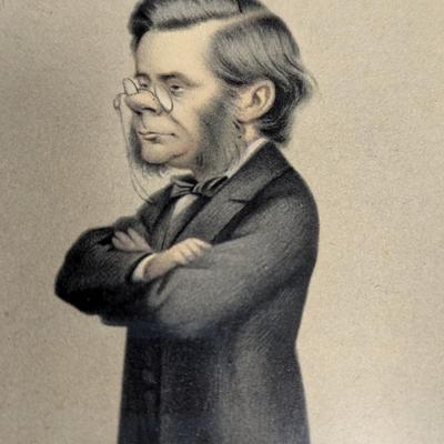 Vintage Thomas Henry Huxley Lithograph Signed