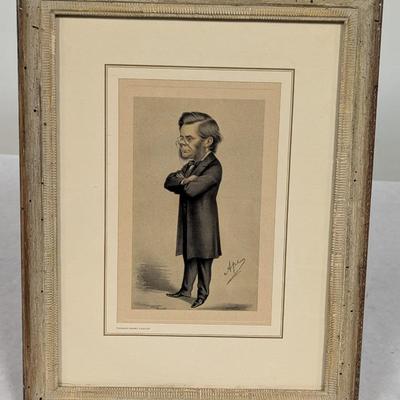 Vintage Thomas Henry Huxley Lithograph Signed