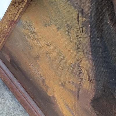 Framed Painting On Canvas Signed Robert Warshaw