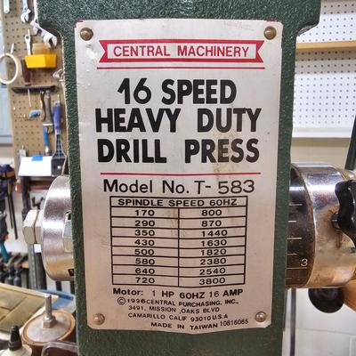 Central Machinery 16 Speed Drill Press & Accessories (WS-JS)