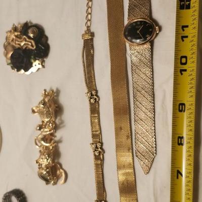 Jewelry lot including Some Vintage including Ladies Vulcain Adjustable Mesh Vntg Swiss 17 Jewel